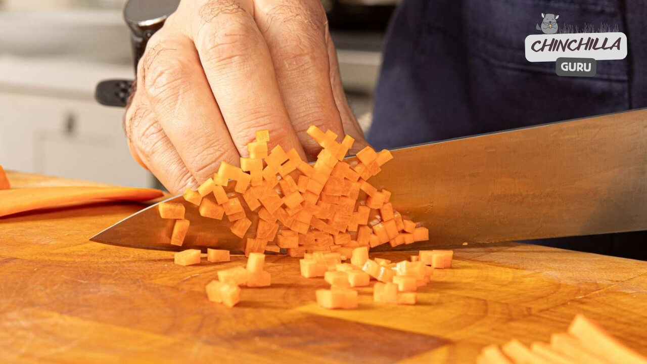 Feeding Carrots to Chinchillas by cutting into small pieces